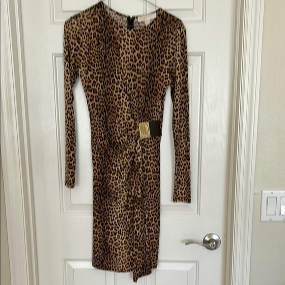 MICHAEL Michael Kors Leopard Print Midi Dress - Picture 1 of 11
